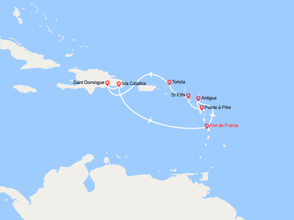 itinéraire croisière Caraïbes et Antilles : Antilles, îles Vierges, Rép. Dominicaine