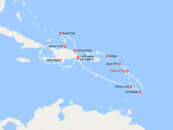 itinéraire croisière Caraïbes et Antilles : Antilles, îles Vierges, Rép. Dominicaine, îles Turks et Caïques