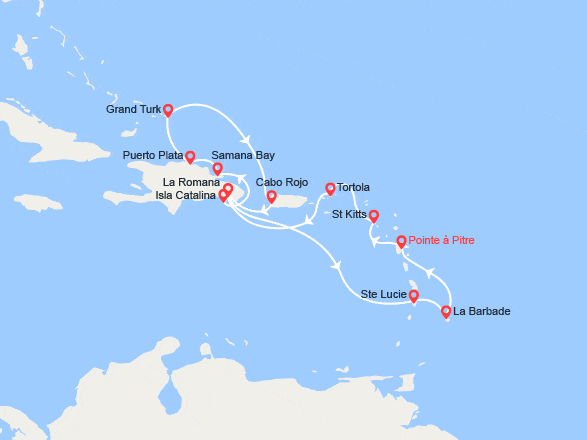 itin&eacute;raire croisi&egrave;re Caraïbes et Antilles : Antilles, Iles Vierges, Rép.Dominicaine, ÏleTurks et Caïques 