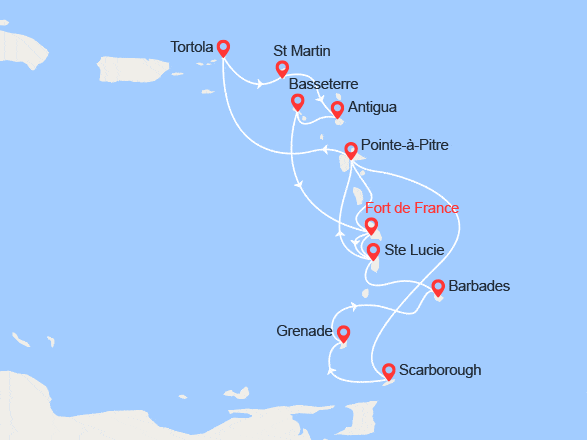 itinéraire croisière Caraïbes et Antilles : Antilles, Iles Vierges, Trinité et Tobago