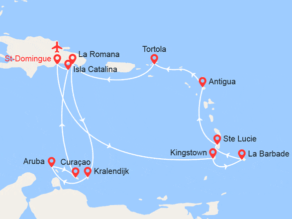 itinéraire croisière Caraïbes et Antilles : Antilles, Iles Vierges et République Dominicaine