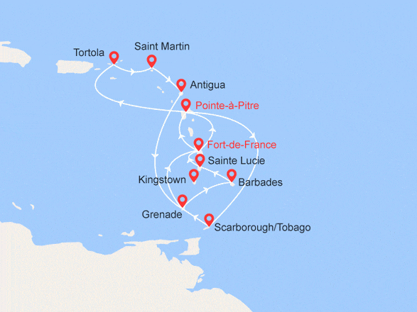 itinéraire croisière Caraïbes et Antilles : Antilles, Trinité et Tobago, Iles Vierges