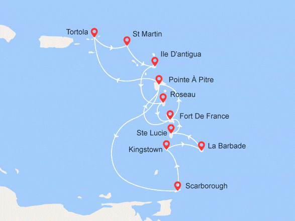 itinéraire croisière Caraïbes et Antilles : Antilles, Trinité et Tobago, Iles Vierges, Dominique