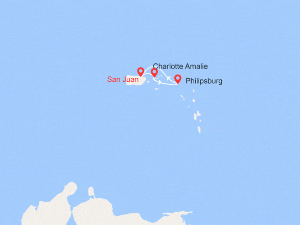 itinéraire croisière Caraïbes et Antilles : Antilles Néerlandaises, Îles Vierges, Porto Rico