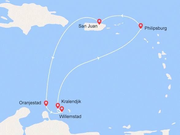itinéraire croisière Caraïbes et Antilles : Antilles Néerlandaises et Saint-Martin