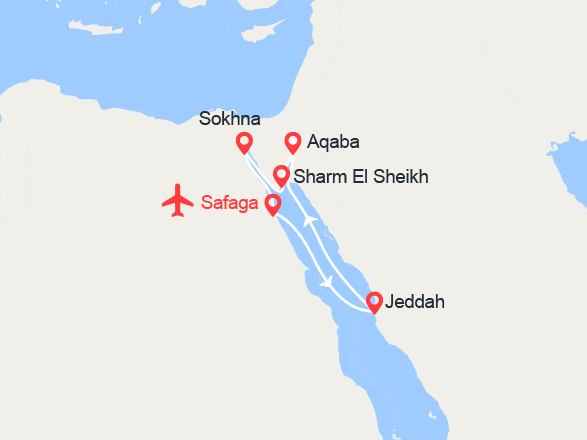 itinéraire croisière Moyen Orient : Arabie Saoudite, Jordanie, Egypte - Vols inclus