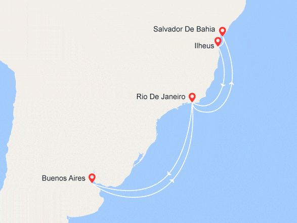 itinéraire croisière Amérique du Sud : Argentine, Brésil