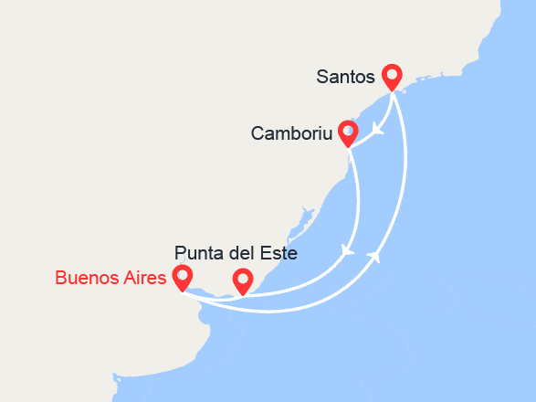 itinéraire croisière Amérique du Sud : Argentine, Brésil