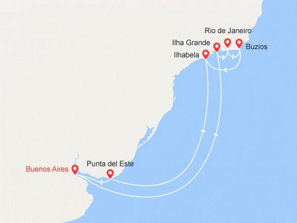 itinéraire croisière Amérique du Sud : Argentine, Brésil, Uruguay