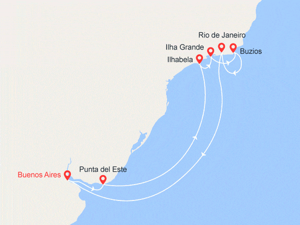 itinéraire croisière Amérique du Sud : Argentine, Brésil, Uruguay