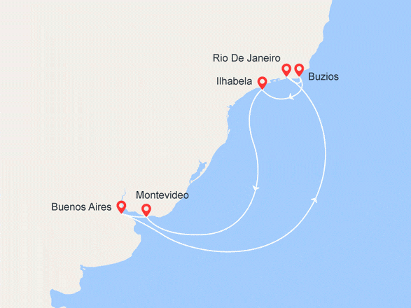 itinéraire croisière Amérique du Sud : Argentine, Brésil, Uruguay