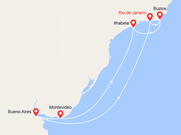 itinéraire croisière Amérique du Sud : Argentine, Brésil, Uruguay