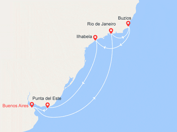 itinéraire croisière Amérique du Sud : Argentine, Brésil, Uruguay