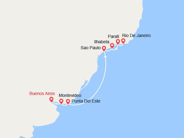 itinéraire croisière Amérique du Sud : Argentine, Montevideo, Brésil