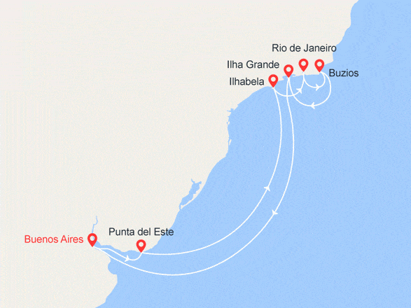 itinéraire croisière Amérique du Sud : Argentine, Uruguay, Brésil