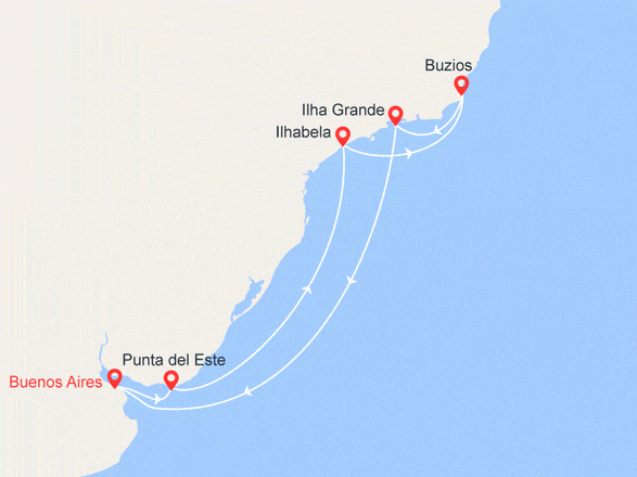 itinéraire croisière Amérique du Sud : Argentine, Uruguay, Brésil