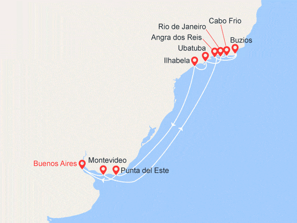 itinéraire croisière Amérique du Sud : Argentine, Uruguay, Brésil