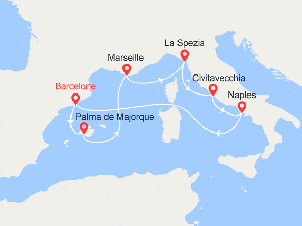 itinéraire croisière Iles Baléares - Iles Baléares : Arômes de la Méditerranée : Espagne, France, Italie