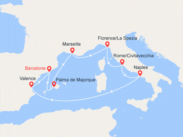 itinéraire croisière Iles Baléares - Iles Baléares : Arômes de la Méditerranée : Espagne, France, Italie