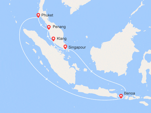 itinéraire croisière Asie : Asie de Singapour à Singapour : La péninsule Malaise & Indonésie
