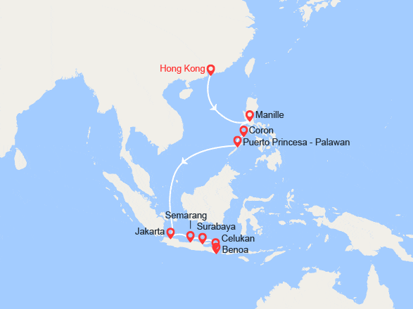 itin&eacute;raire croisi&egrave;re Asie : Asie du Sud-Est : Hong Kong, Chine, Philippines, Indonésie 