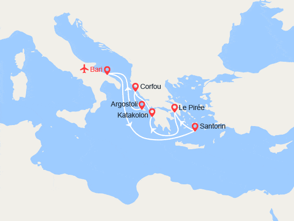 itinéraire croisière Méditerranée Orientale : Athènes, Olympie, Iles grecques II Vols inclus