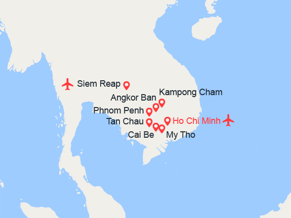 itinéraire croisière Mékong : Au Fil du Mékong, de Saigon aux Temples d’Angkor