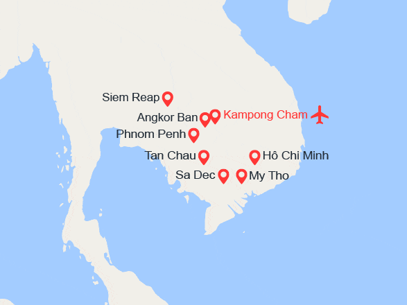 itinéraire croisière Mékong : Au Fil du Mékong, des Temples d’Angkor à Saigon