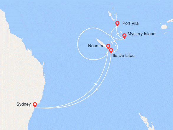 itinéraire croisière Pacifique : Australie, Nouvelle-Calédonie et Vanuatu
