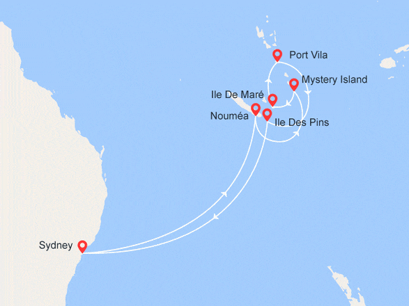 itinéraire croisière Pacifique : Australie, Nouvelle-Calédonie et Vanuatu