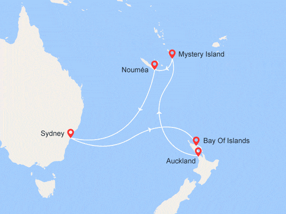 itinéraire croisière Pacifique : Australie, Vanuatu, Nouvelle-Calédonie et Nouvelle-Zélande