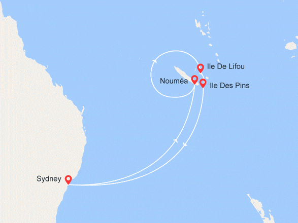 itinéraire croisière Pacifique : Australie et Nouvelle-Calédonie