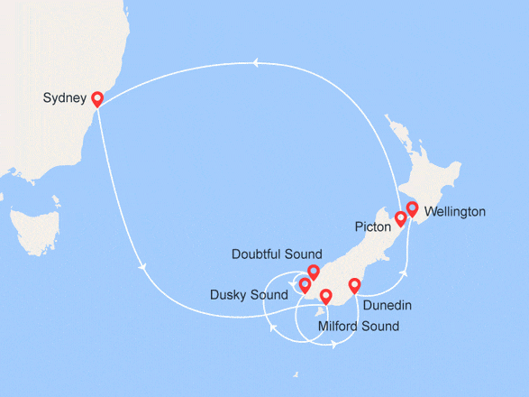 itinéraire croisière Pacifique : Australie et Nouvelle-Zélande