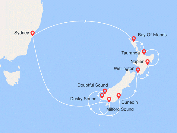 itinéraire croisière Pacifique : Australie et Nouvelle-Zélande