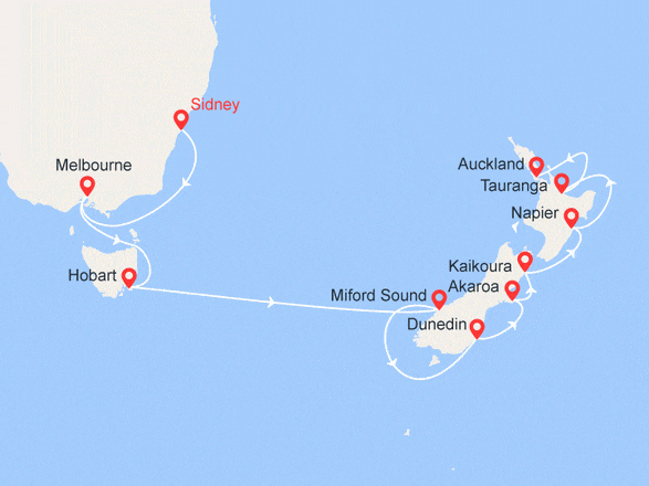 itinéraire croisière Pacifique - Australie : Australie et Nouvelle-Zélande