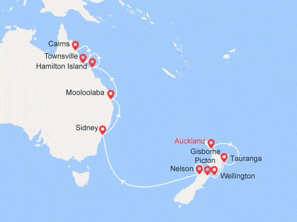 itinéraire croisière Pacifique - Australie : Australie et Nouvelle-Zélande