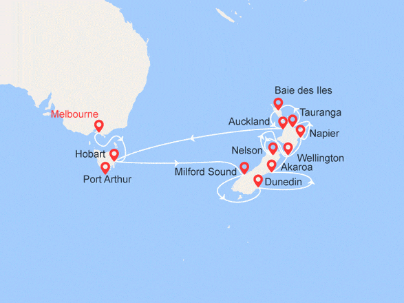 itinéraire croisière Pacifique - Australie : Australie et Nouvelle Zélande
