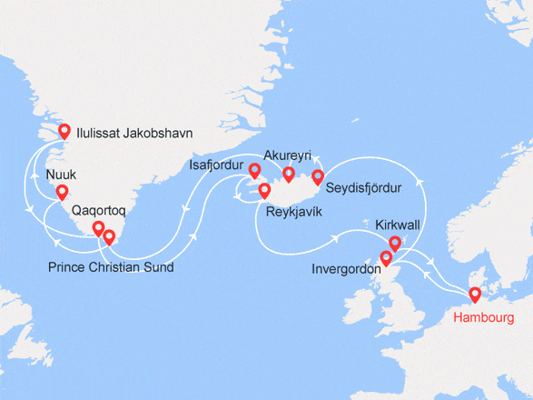 itinéraire croisière Europe du Nord : Aventure Grand Nord: Islande et Groenland // OFFRE BALCON