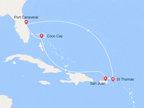 itinéraire croisière Caraïbes et Antilles : Aventures Paradisiaques : Bahamas, Porto Rico, Iles Vierges