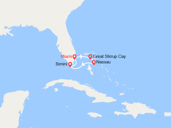 itinéraire croisière Caraïbes et Antilles : Bahamas : Great Stirrup, Bimini et Nassau