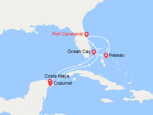 itinéraire croisière Caraïbes et Antilles : Bahamas & Mexique