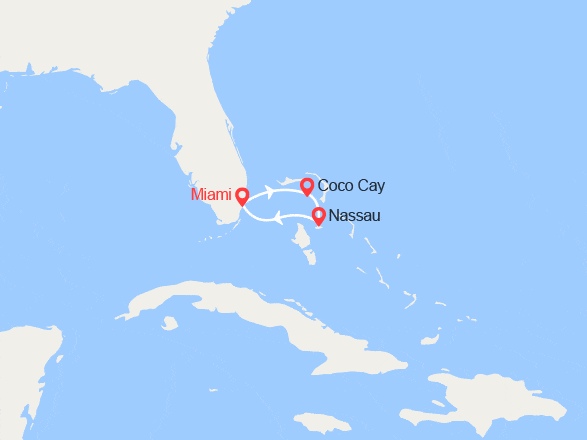 itinéraire croisière Caraïbes et Antilles : Bahamas: CocoCay, Nassau