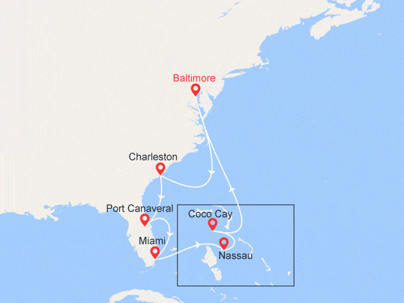 itinéraire croisière Caraïbes et Antilles : Bahamas, Etats-Unis