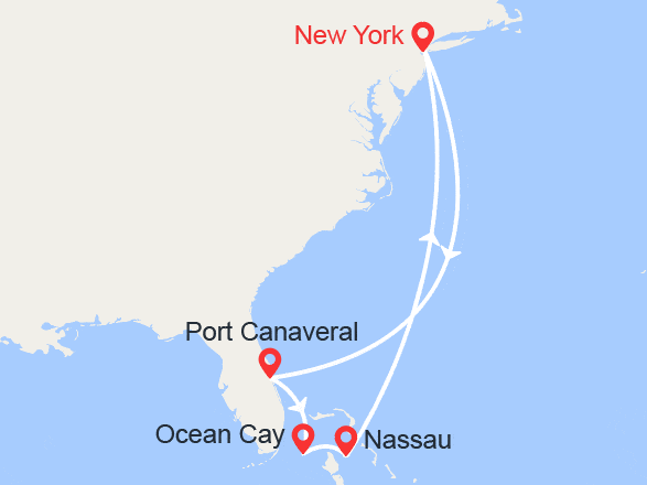 itinéraire croisière Caraïbes et Antilles : Bahamas, Floride au départ de New York