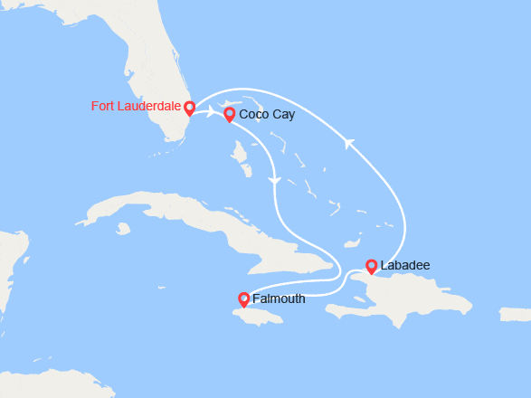 itinéraire croisière Caraïbes et Antilles : Bahamas, Jamaïque, Haïti