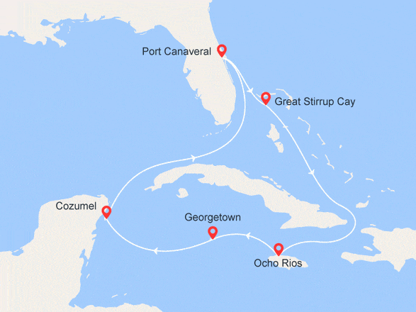 itinéraire croisière Caraïbes et Antilles : Bahamas, Jamaïque, îles Caïmans, Mexique