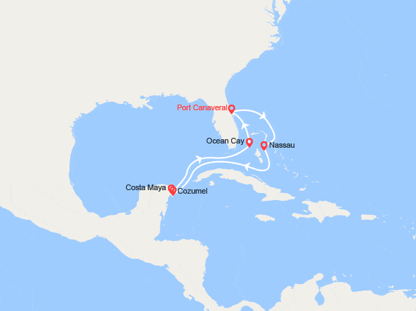 itin&eacute;raire croisi&egrave;re Caraïbes et Antilles : Bahamas, Mexique  