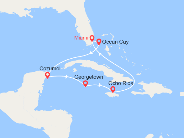 itinéraire croisière Caraïbes et Antilles : Bahamas, Mexique, Caïmans, Jamaïque