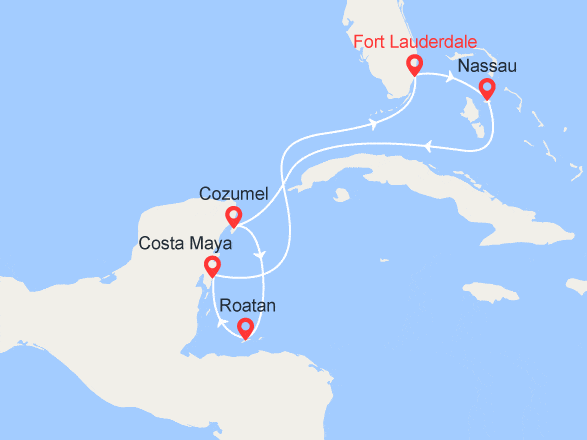 itinéraire croisière Caraïbes et Antilles : Bahamas, Mexique, Honduras