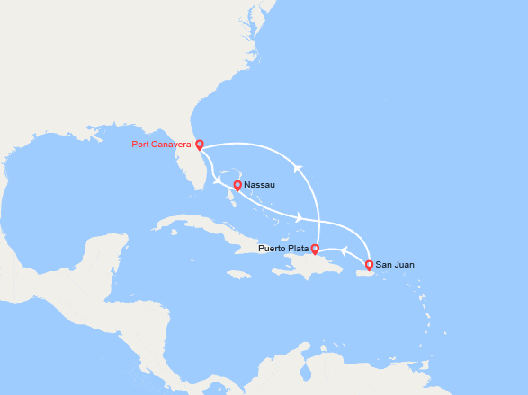 itinéraire croisière Caraïbes et Antilles : Bahamas, Porto Rico, Rép. Dominicaine